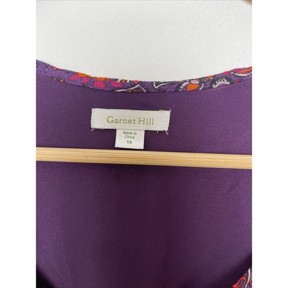 Garnet Hill Purple Floral Paisley Bohemian Pocket Detail Ladies Career Dress 14 - Picture 4 of 10